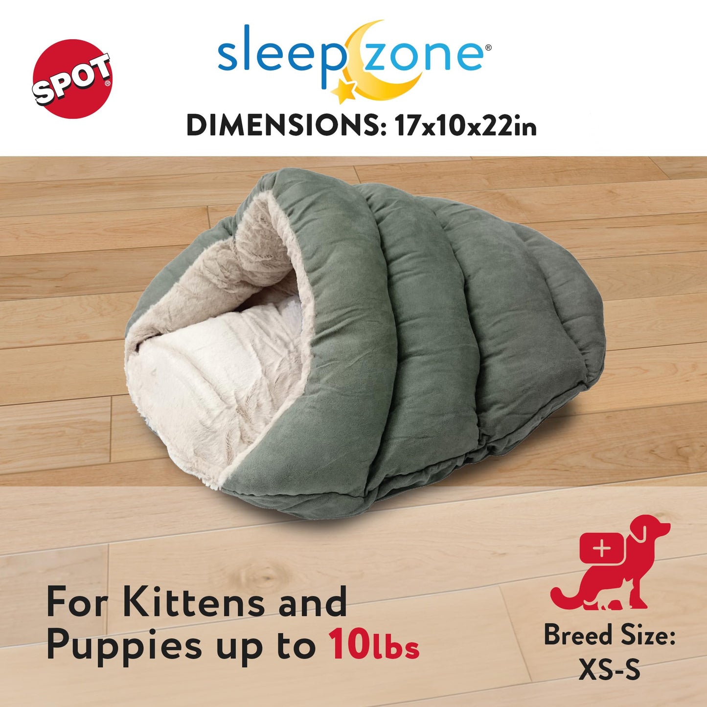 Ethical Pets Sleep Zone Cuddle Cave Pet Bed, 22-Inch, Sage