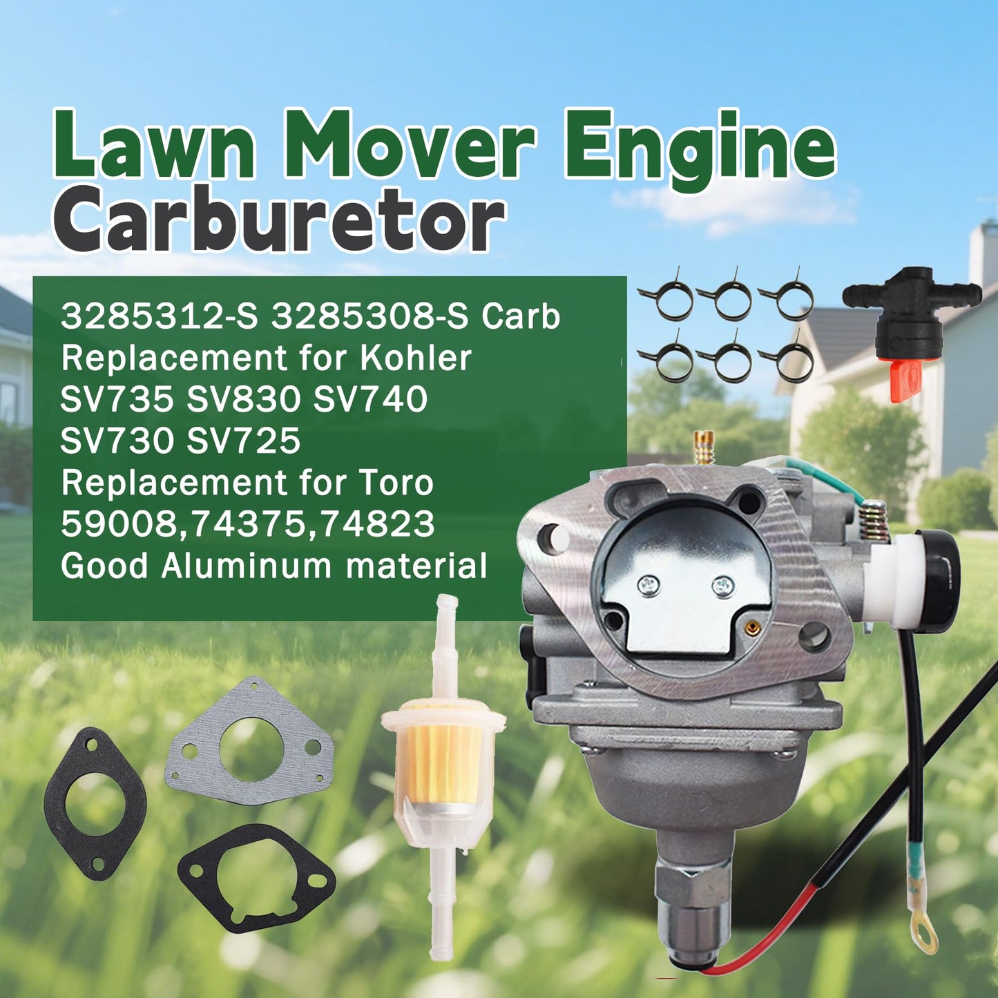 ALL-CARB Carburetor Carb Kit Replacement for Kohler Engine SV735 SV830 SV740 SV730 SV725 32 853 12-S, 32 853 08-S