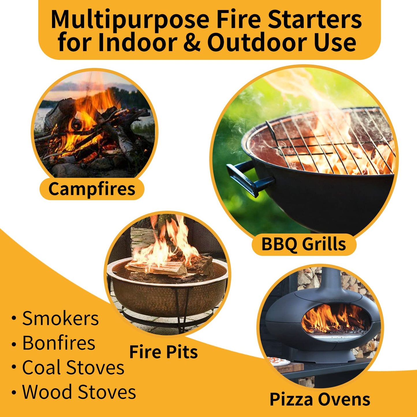 Onlyflame 108 pcs 100% Natural Charcoal Fire Starters for Fireplace, Wood Stove, Campfires, Fire Pit, BBQ, Chimney, Pizza Oven - Charcoal Starters for Indoor/Outdoor Use