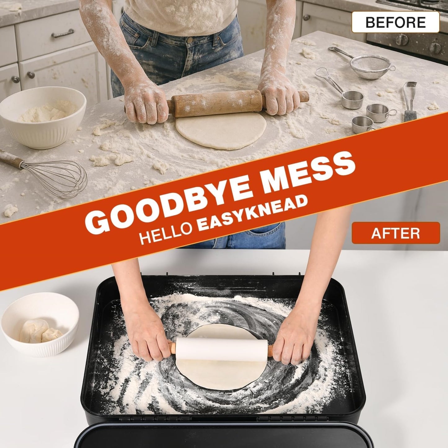EasyKnead Roti Box with Rolling Pin – Rotibox for Rolling Roti - Roti Making Box for Chapati, Paratha, Puri, Bread – Non-Slip Kneading Board Rotibox
