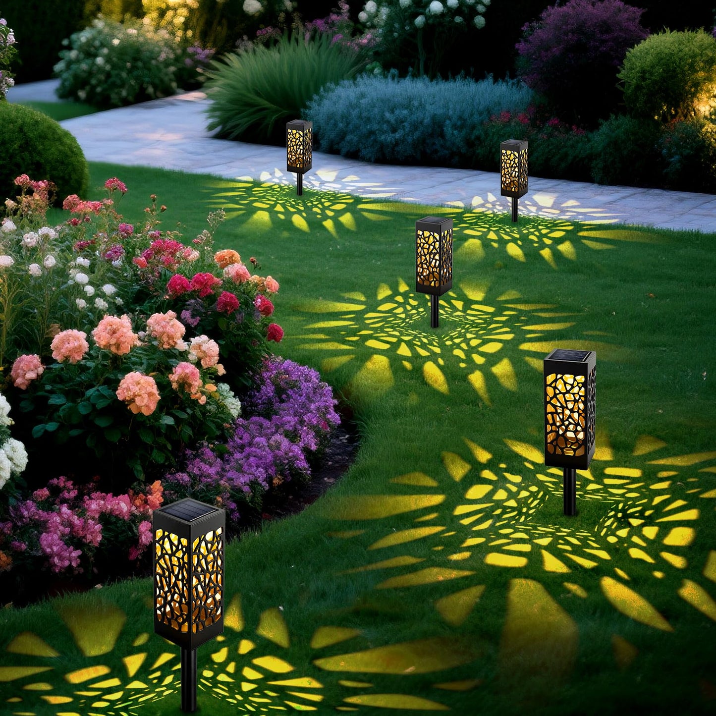 Ninonly 6 Pack Solar Pathway Lights Outdoor, Solar Lights Outdoor Garden Decor, IP65 Waterproof Solar Garden Lights Warm White Landscape Lighting for Path Yard Walkway Patio Driveway