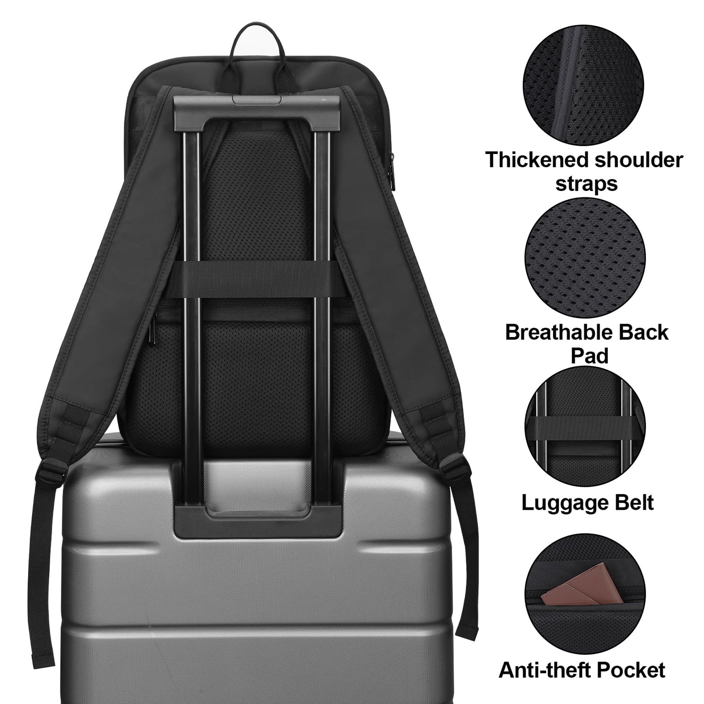 HOMIEE Anti Theft Laptop Backpack for Men, Business Travel Backpack with USB Charging Port, Waterproof Work Bag Fits 15.6 Inch Notebook, Expandable College School Daypack Bookbag