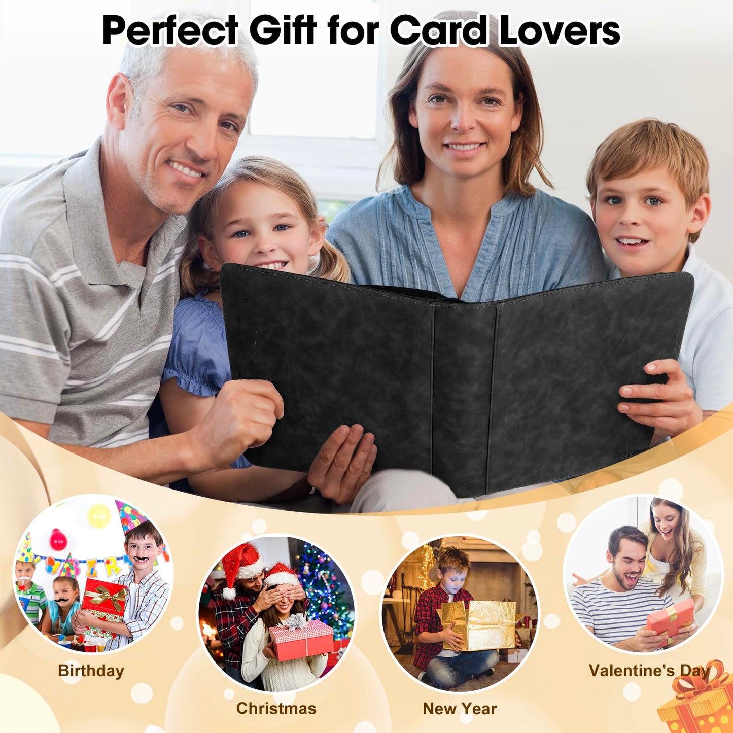 Old Canal Trading Card Binder, 12 Pocket Card Album Folder Hold Up to 720 Cards, Premium and Durable Zipper Binder, Cards Holder Album for MTG, TCG, Baseball Cards (Black)
