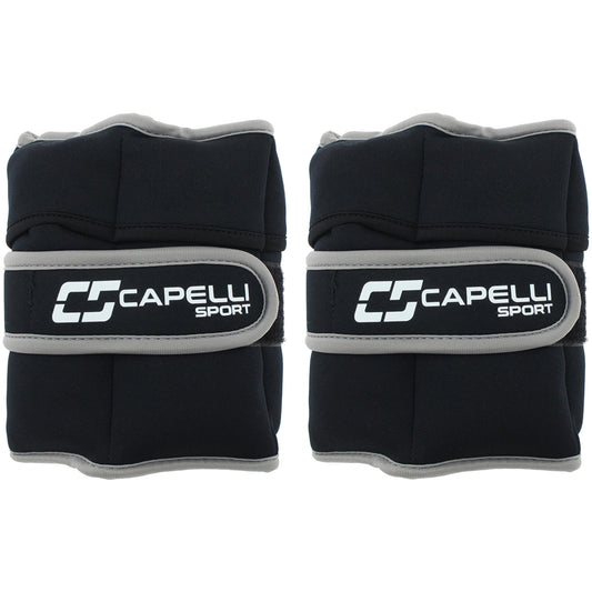 Capelli Sport Ankle and Wrist Weights, Adjustable Level Leg and Arm Weights, Black, 10 lbs, Set of 2