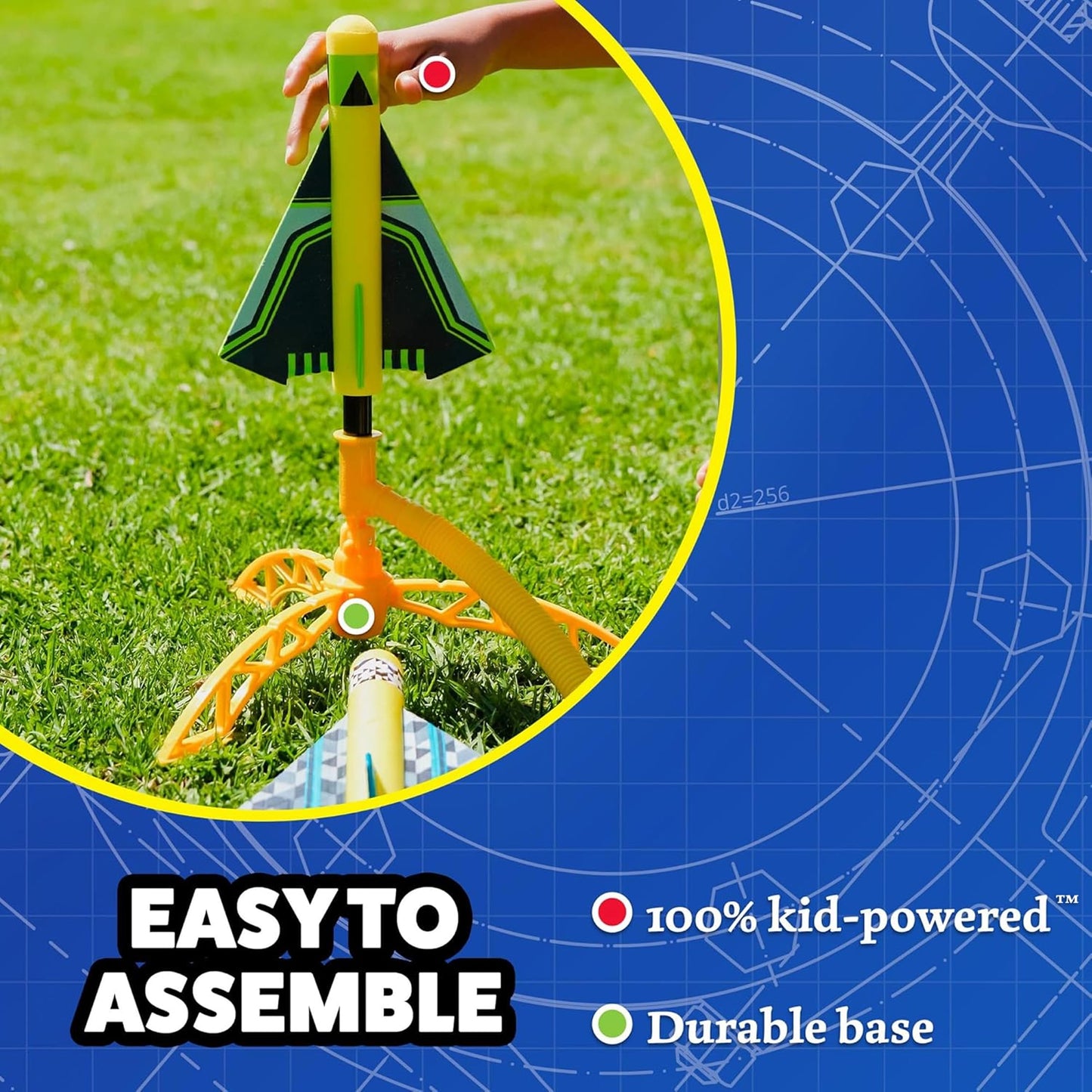 The Original Stomp Rocket Stunt Planes Launcher - 3 Foam Planes and Toy Air Rocket Launcher - Outdoor Rocket STEM Gifts for Boys and Girls - Ages 5 (6, 7, 8) and Up - Great for Outdoor Play