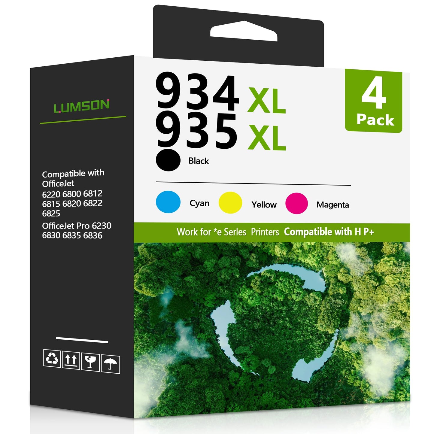 934XL 935XL Black/Color High Yield Ink Cartridges (4-Pack, Black/Cyan/Magenta/Yellow) Compatible 934XL 935XL Ink Cartridges Replacement for HP OfficeJet Pro 6830 6835 6836 6230 6220 6812 Printer