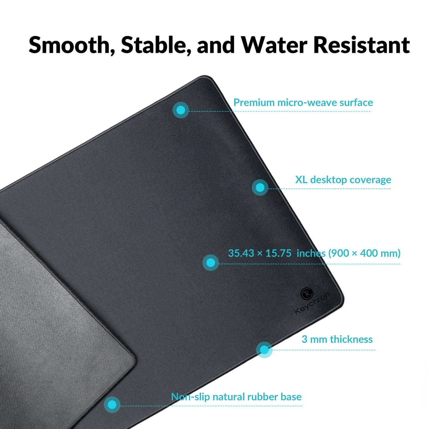 Keychron XL Gaming Mouse Pad Desk Mat, 35.4" × 15.7", Soft Micro-Weave Surface, Non-Slip Rubber Base, Anti-Fray Stitched Edges, Extended Large Mousepad for Gaming & Office – Black