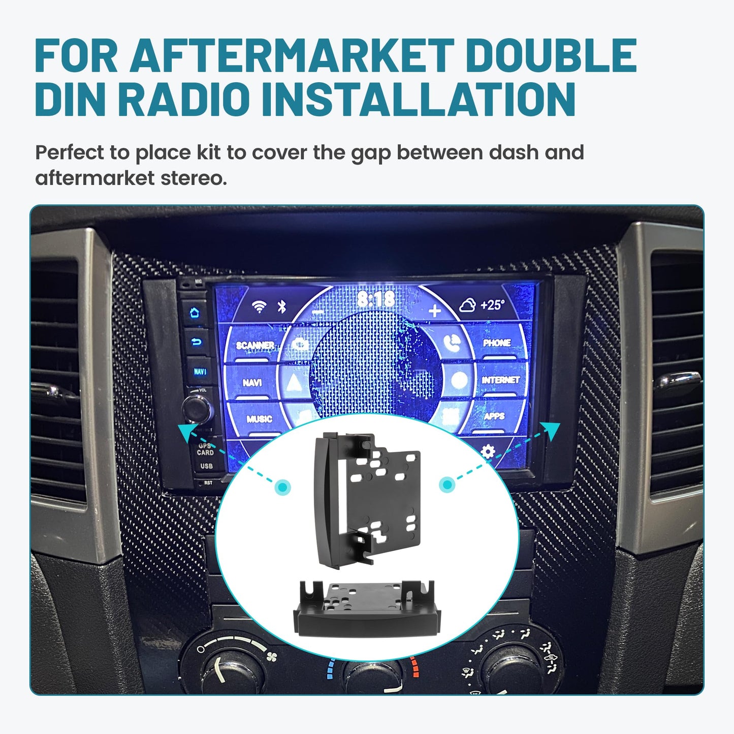 NuIth Double DIN Radio Installation Dash Kit W/Radio Wire Harness for 2007-2016 Dodge/Jeep/Chrysler, Aftermarket Radio Dash Stereo Mounting Installation Trim Bezel Bracket Wire Kits