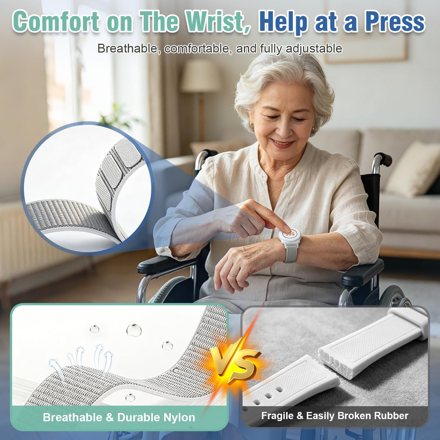 DAYTECH Emergency Button for Seniors at Home WiFi Smart Caregiver Pager Call Button with App Alert, Only Support 2.4GHz WiFi, 1 Receiver 2 Alert Buttons