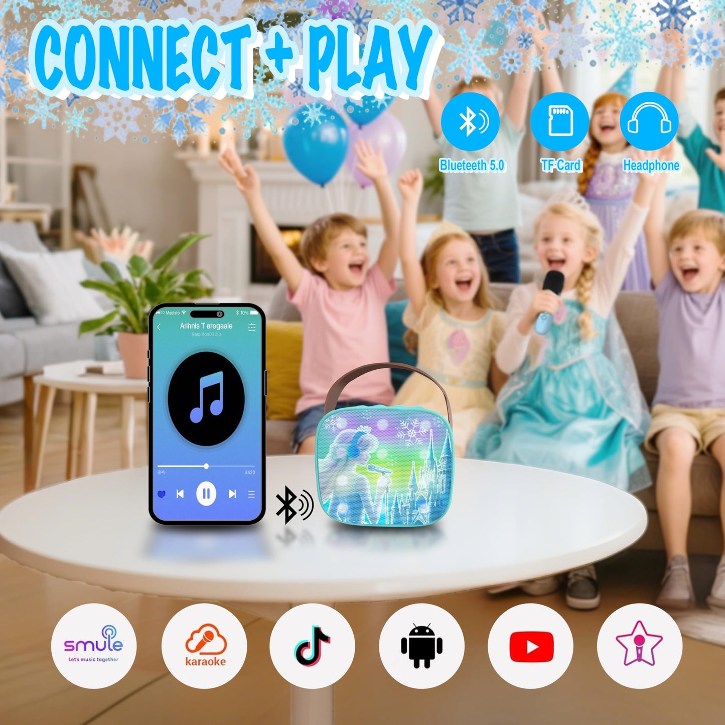 4 5 6 7 8 Year Old Girl Gifts Froze Toys for Girls Princess Toys Karaoke Microphone Karaoke Machine Wireless Microphone Kids Birthday Gifts for Girls Mini Karaoke Machine with 2 Mic