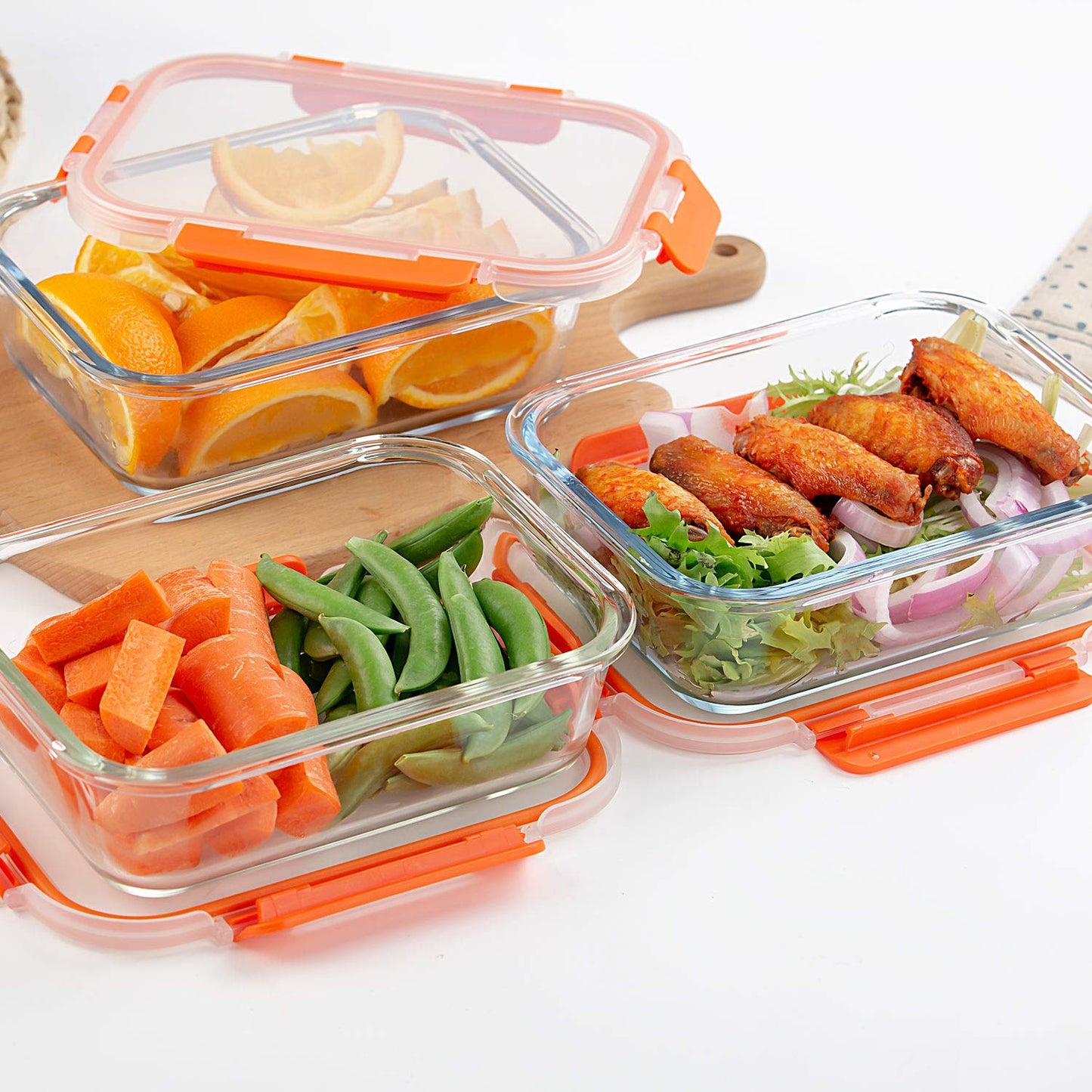 [10-Pack] Glass Food Storage Containers - Food Prep Containers with BPA Free Lids - Microwave, Oven, Freezer and Dishwasher Safe