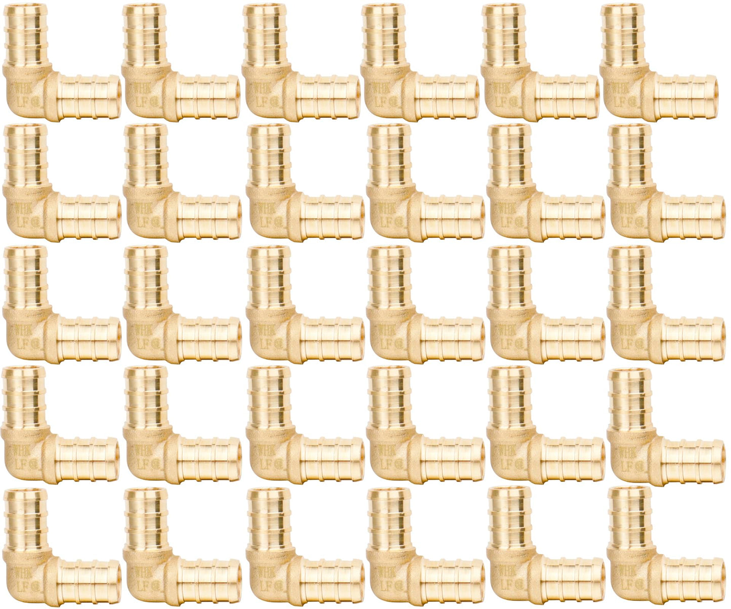WHK 30 Pack Elbow Pex Fittings 1/2 inch,1/2 Pex Elbow Fittings,Pex Fittings 1/2"Pex 90 Degree Elbow,Pex Fittings Set for Pex Pipe(Lead-Free Brass)