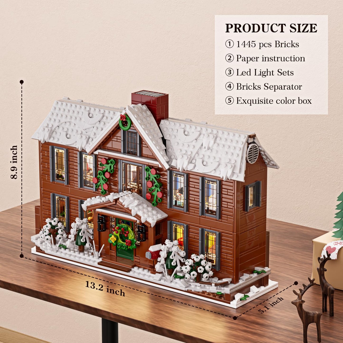 Christmas Little Women House Building Set with LED Light,Christmas Holiday Winter Snow House Kit,Compatible with Lego,Snow Village Building Blocks Model Toys,Christmas or Festival Gifts(1445 PCS)