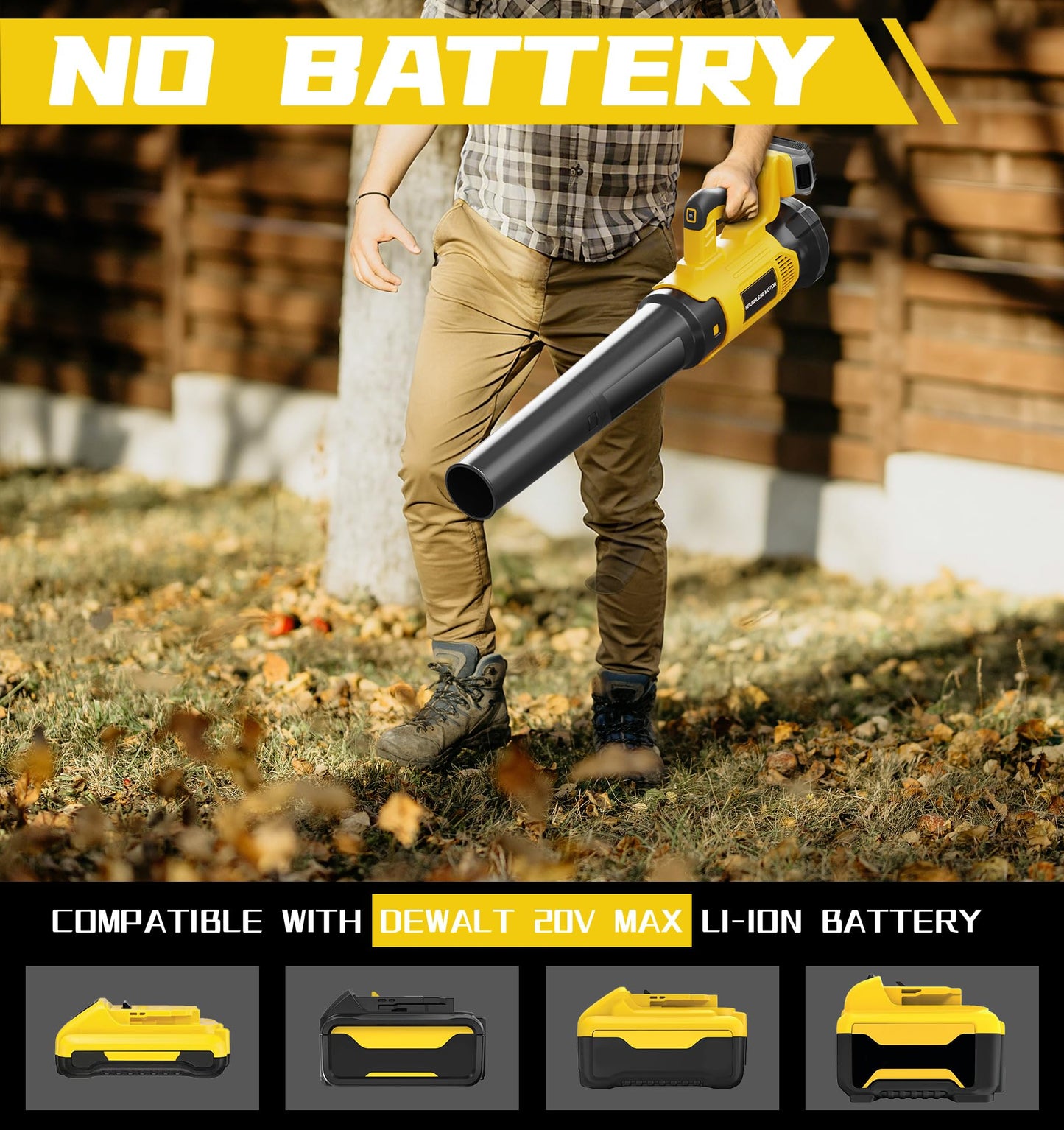 Cordless Leaf Blower Fit for Dewalt, 650 CFM Electric Leaf Blower, with Brushless Motor Built-in Protection Device, Variable Speed, Turbo Mode, for Driveway Lawn Care, Yard, Snow(Tool ONLY)