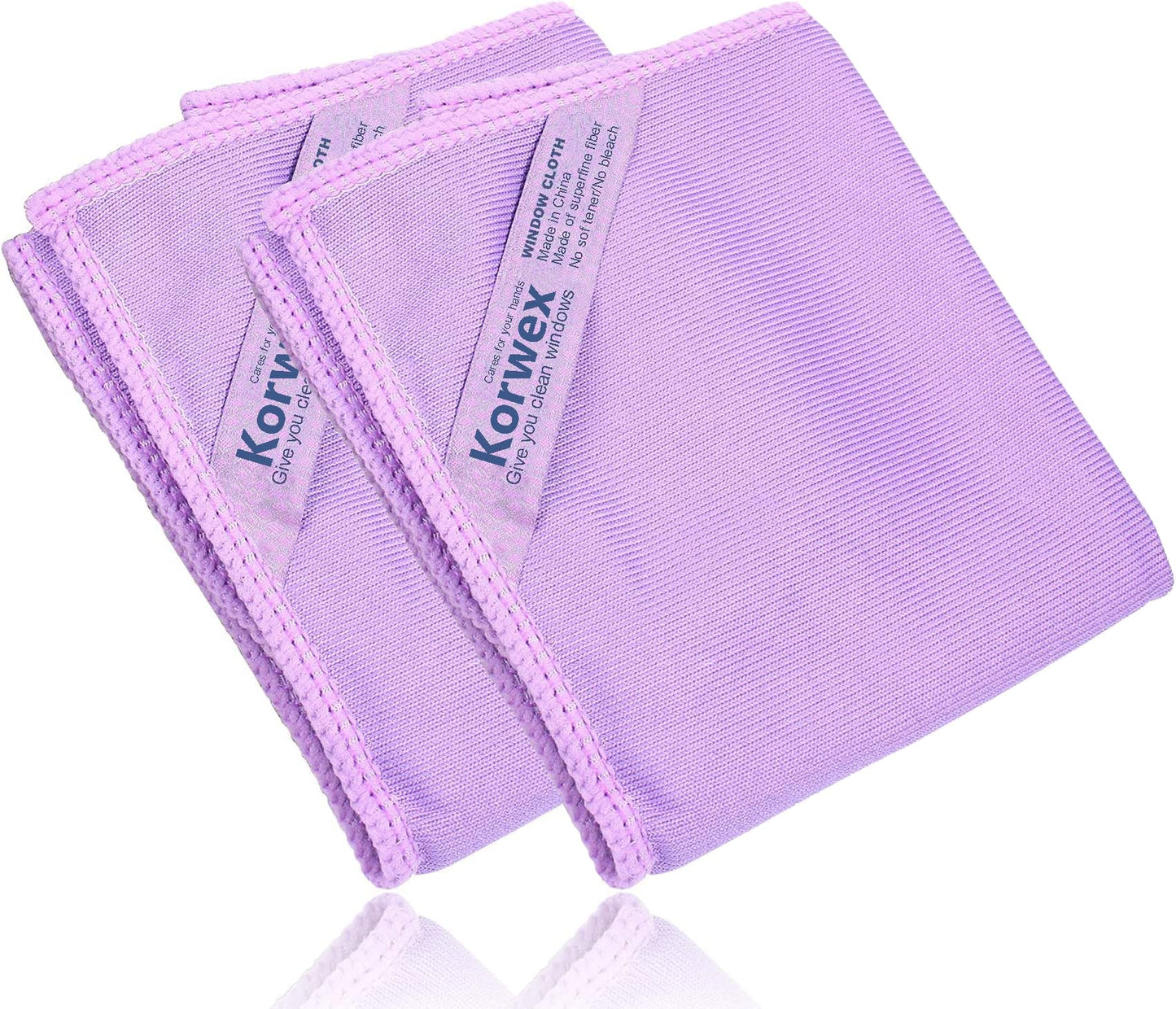 Korwex Window Cleaning Cloth, Glass Cleaning Cloth, Streaks & Scratches Free. (Purple Pack 2)
