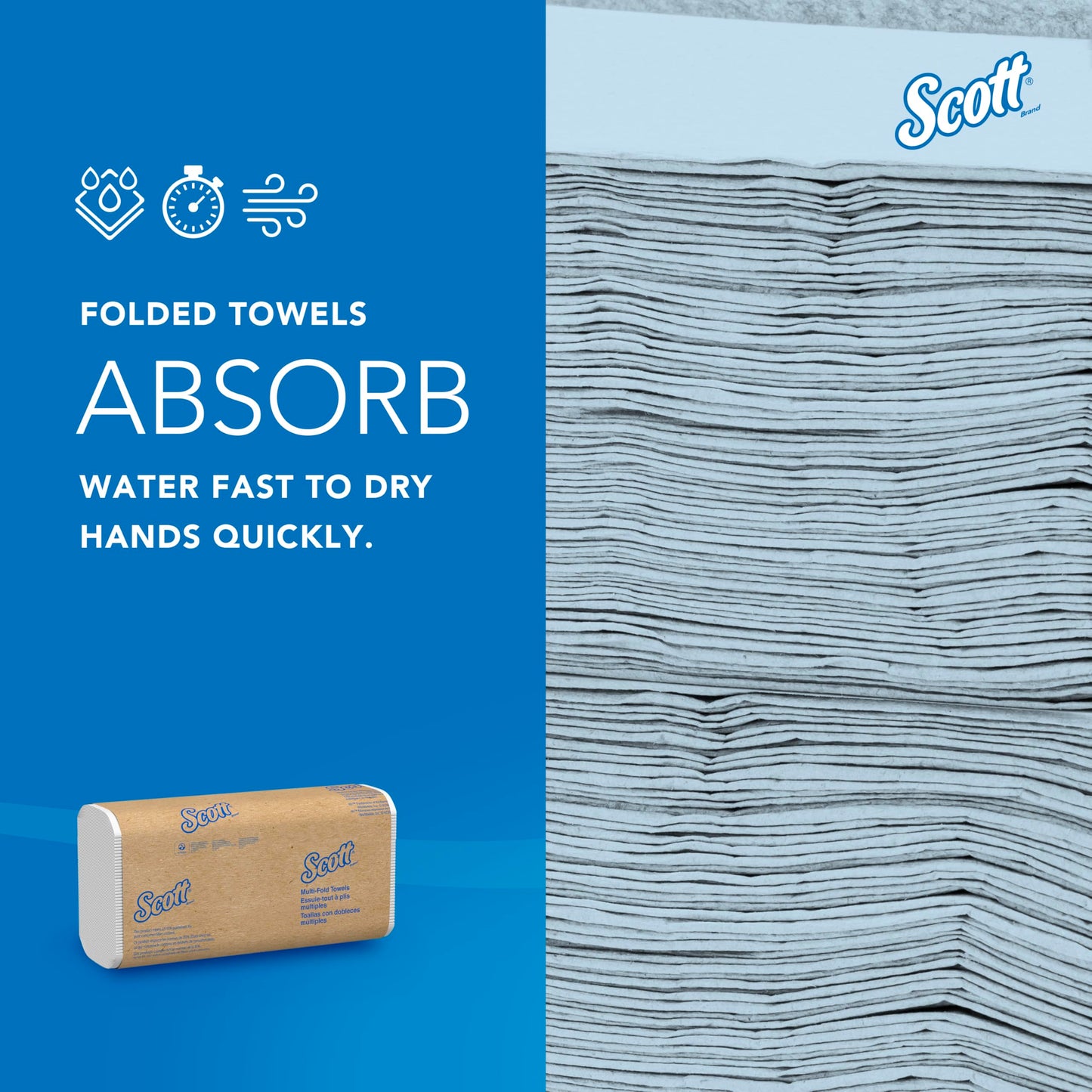 Scott Professional Universal Multifold Paper Towels, Bulk (01840), Absorbency Pockets, White, 9.2"x9.4" Towel, Compressed, Compact (250 Sheets/Pack, 16 Packs/Case, 4,000 Sheet Total)