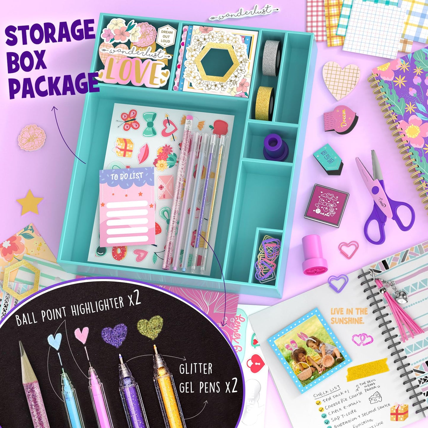 2-Pack Mega DIY Journal Kit - Gifts for Girls Ages 8 9 10 11 12 13 14 Year Old - Birthday Gifts for Girls, Arts & Crafts Kit for Kids, Teen Girl Trendy Stuff - Scrapbook & Diary Set
