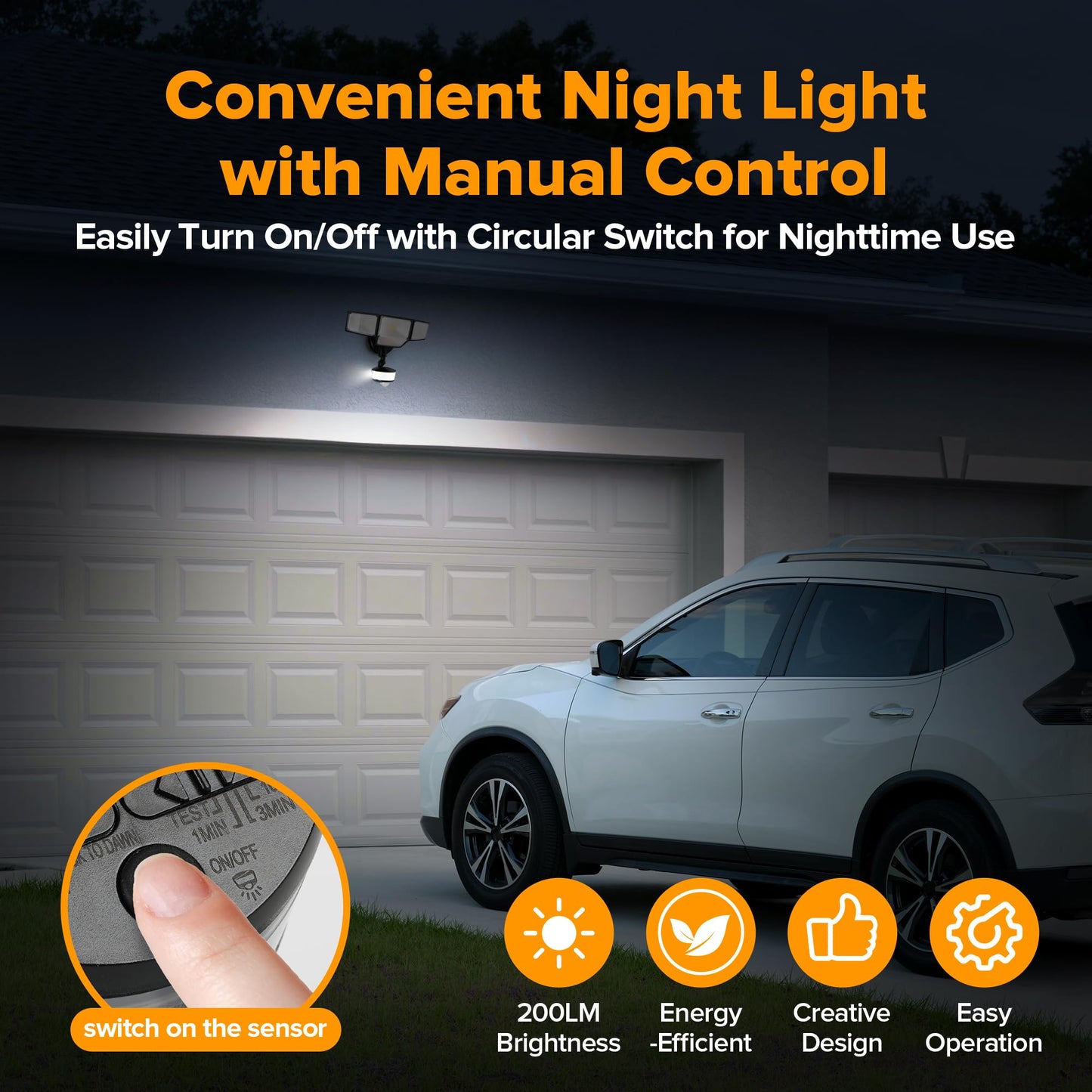 LUTEC 84W 9500LM LED Security Light Motion Sensor Outdoor Lights with Night Light, 4 Head LED Flood Lights Outdoor 5000K Daylight, IP65 Waterproof, Motion Detected Lights for Outside (Black)