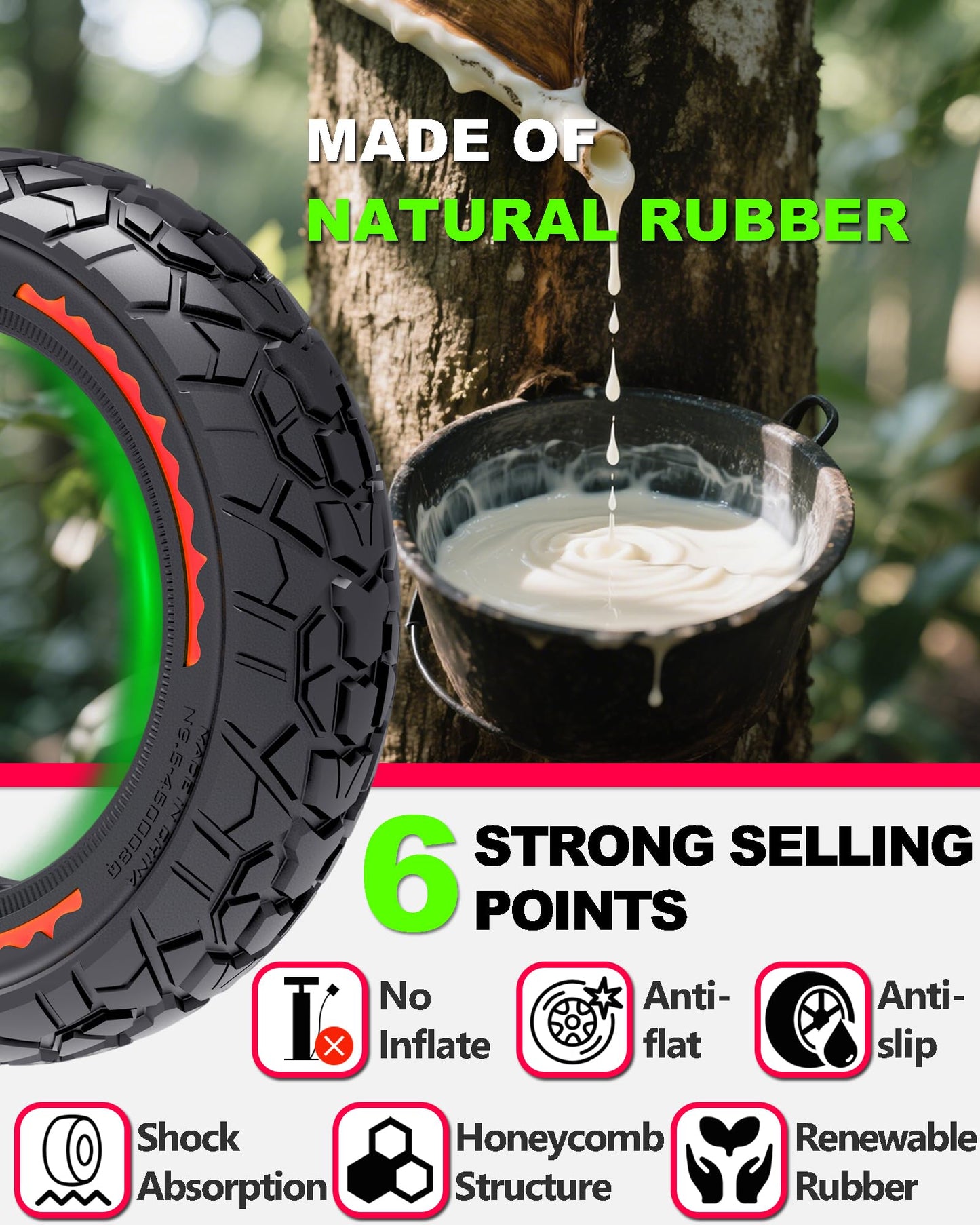 BABEJIA 2 Pack 10x2.50 Scooter Tires Tubeless, Upgrade Your Scooter with 60/70-6.5 Off-Road Airless TIres, 10x2.5-6.5 Replacement Tyres for Segway Max G2/G30 Series, Gotrax G6/G5/G MAX/ECLIPSE, etc