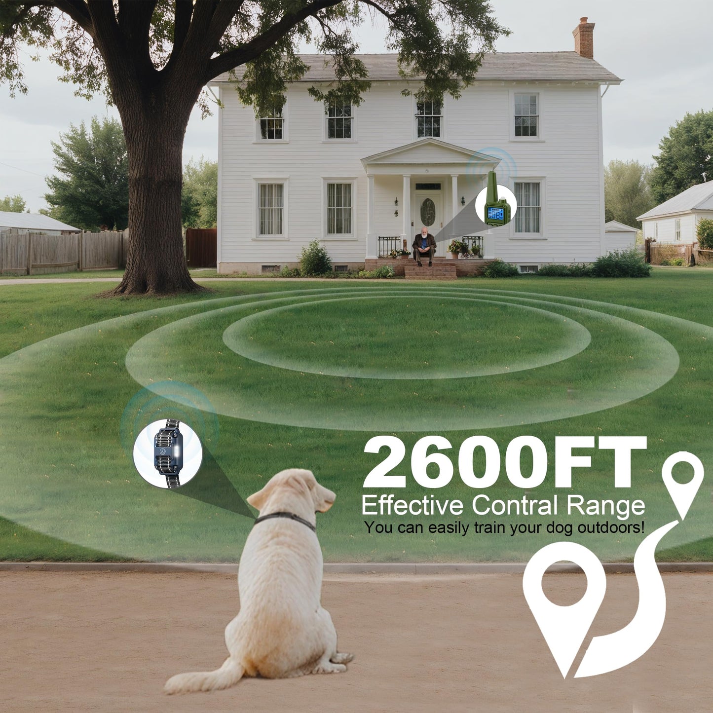 Dog Shock Collar - 2600FT Dog Training Collar with Remote, IPX7 Waterproof Electronic Dog Collar, Rechargeable with 4 Training Modes for All Breeds Size