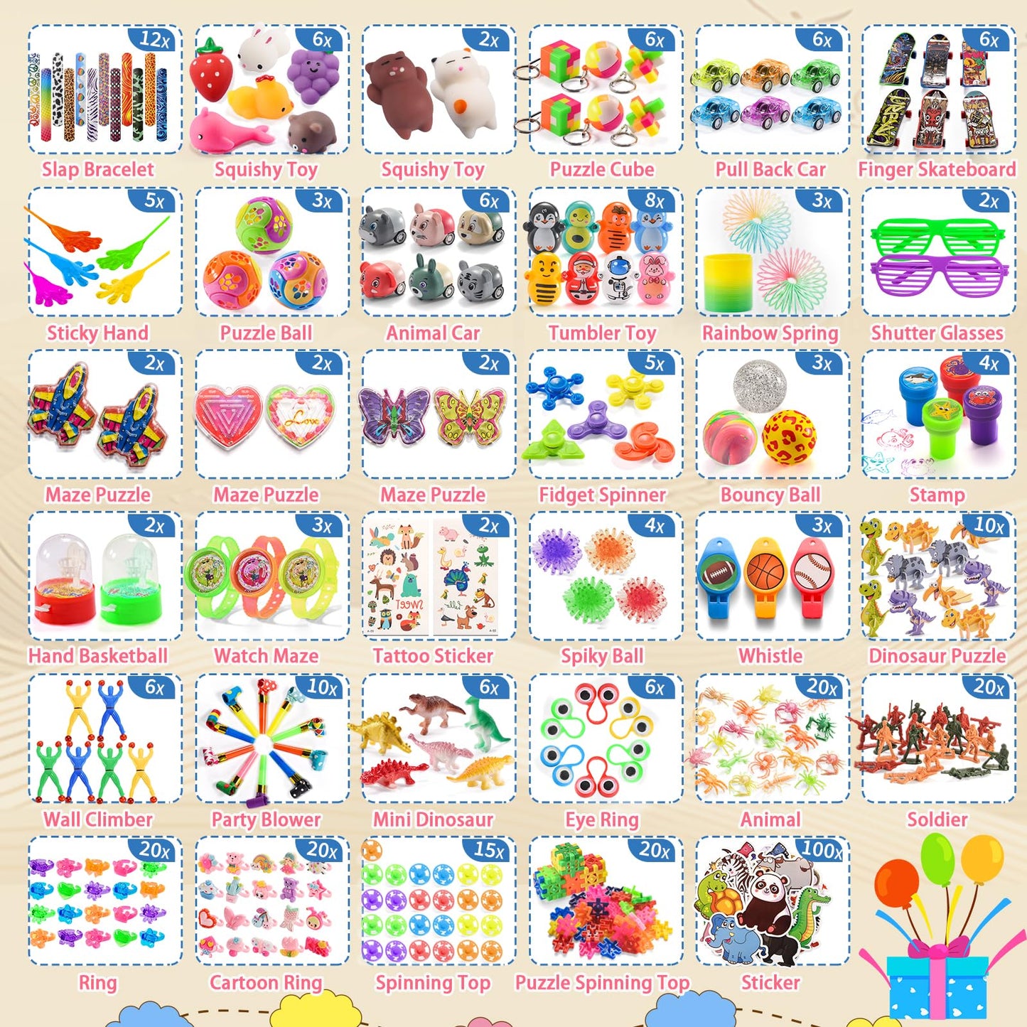 350 Pcs Bulk Party Favors for Kids Ages 3-6 6-8 8-12, Pinata Filler & Goodie Bag Stuffers, Treasure Chest Prizes for Classroom, Birthday Party Supplies Toys for Boys & Girls Christmas, Valentine Gifts