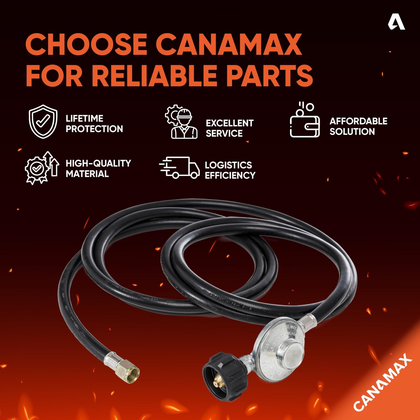 12 Feet Universal QCC1 Low Pressure Propane Regulator Grill Replacement by Canamax, 12 FT Hose Weber Charbroil Nexgrill LP Gas Grill Heater and Fire Pit Table, 3/8" Female Flare Nut [CSA Certified]