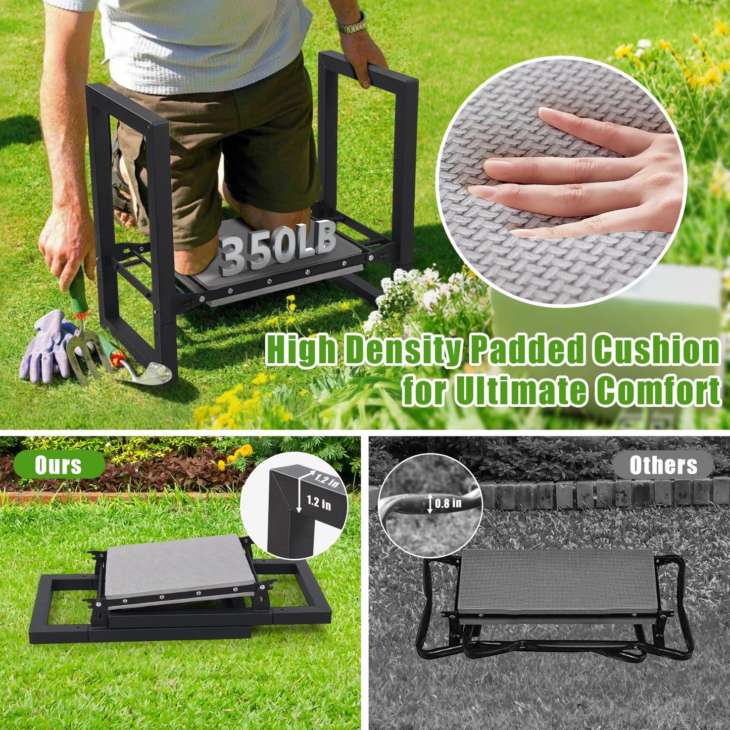 Garden Kneeler and Seat, Folding Heavy Duty Widened Thick Gardening Bench for Kneeling and Seat, Multifunctional Kneeler Bench, Gardening Tools Gifts for Women,Grandparents,Relieve Knee Back Pain