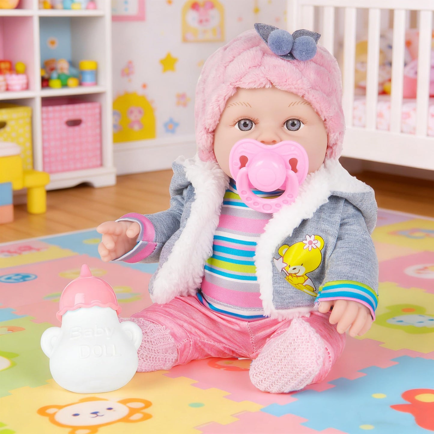 ebuddy 12 Inch Baby Doll - 12" Lifelike Baby Doll with 3-Piece Outfits, 4 Accessories & Feeding Playset - Realistic Rosy Cheeks & Blue Eyes, for Kids