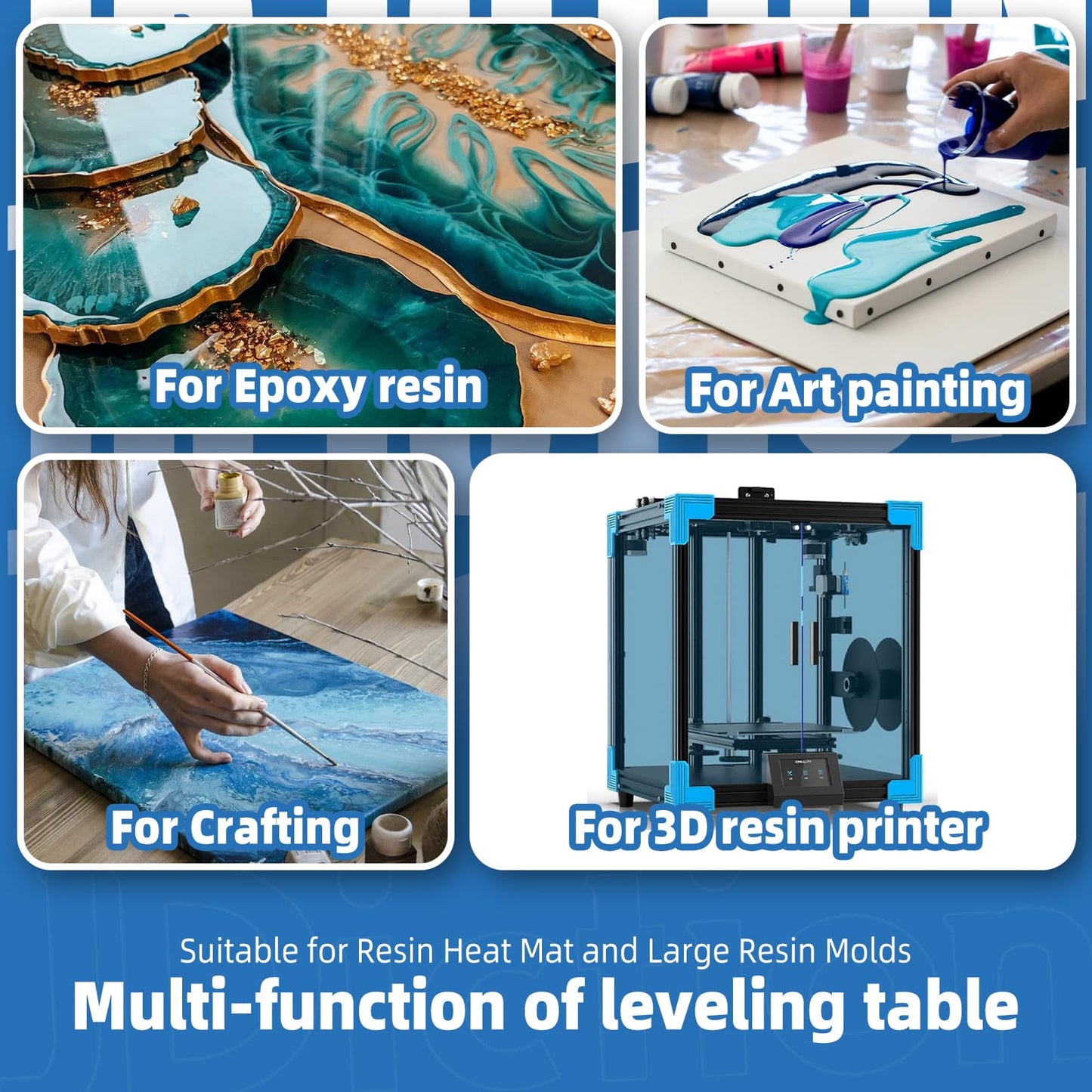 JDiction Resin Leveling Table for Epoxy Resin & Art Work,16''x 12'' Adjustable Self Leveling Epoxy Resin Accessories, Resin Supplies, Acrylic Pouring Tool, Multipurpose Resin Leveling Board