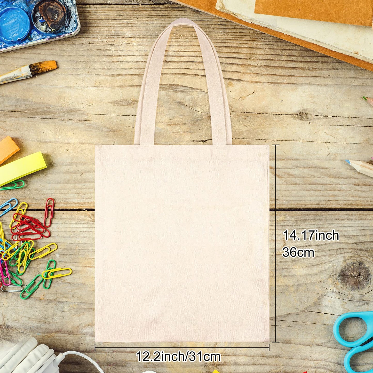 Morcheiong 20 Pack Cotton Canvas Bag Blank Tote Canvas Bags Reusable Grocery Shopping Bags, Suitable for DIY Craft, Promotion, Gift, Shopping, Advertising, Drawing, Giveaway, Grocery, Activity