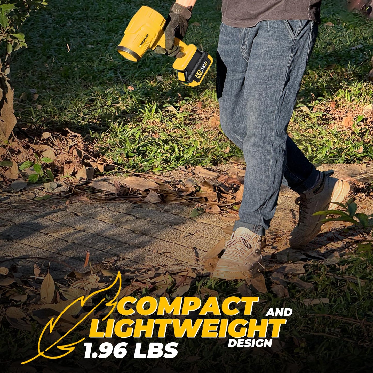 Cordless Leaf Blower Compatible with DEWALT 20V Max Battery, 125-MPH 430-CFM Handheld Electric Dust Blower, Battery Powered Leaf Blowers for Keyboards Patio Rain Snow Removal (Battery Included)