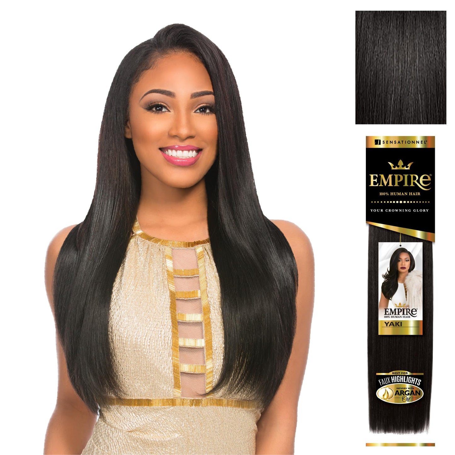 EMPIRE YAKI (12", 1B) - Sensationnel 100% Human Remy Hair Yaky Weave