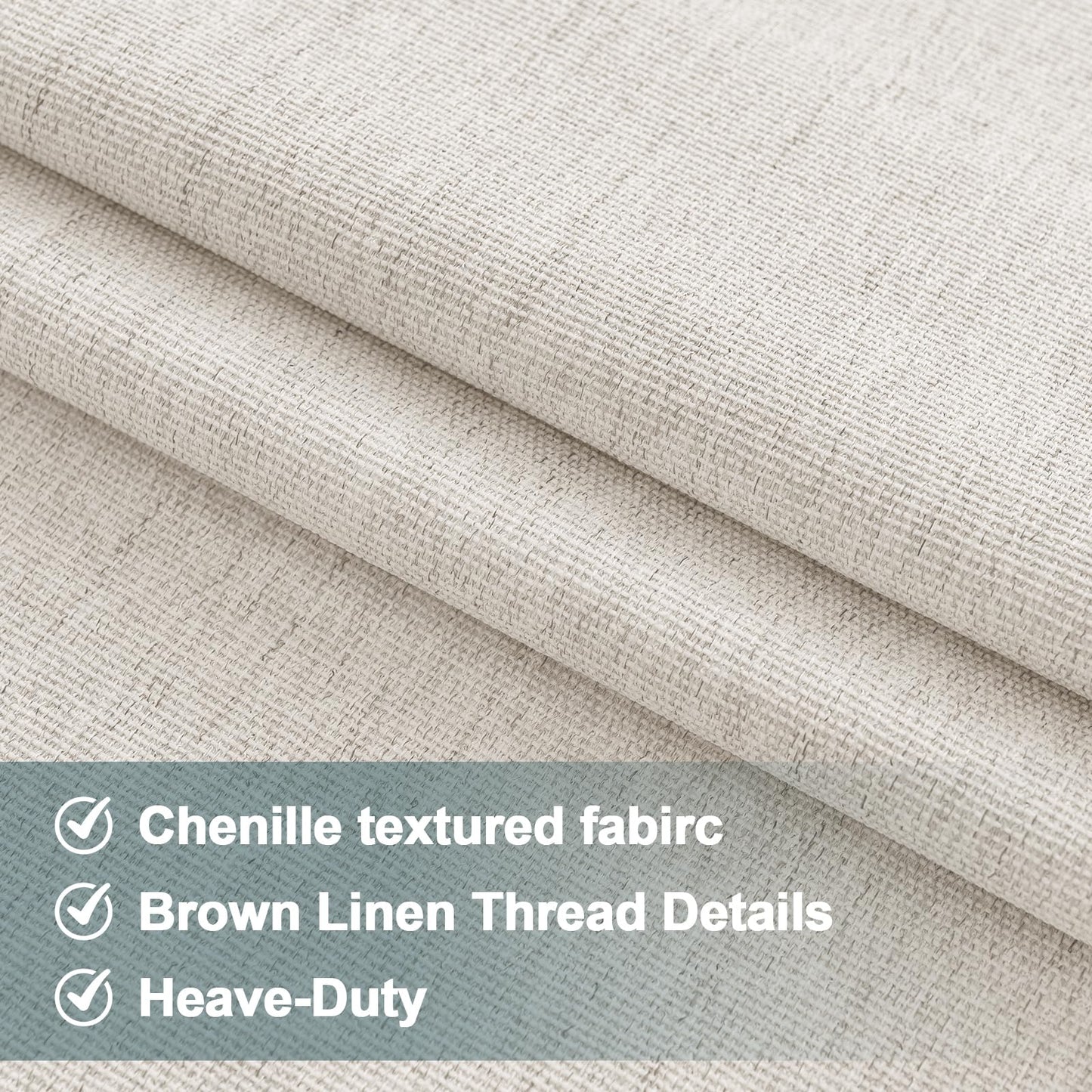 Ivory White 100% Blackout Curtains Chenille Curtain Total Black Out Curtain for for Living Room Bedroom Thermal Insulated Drapes Modern Farmhouse Shabby Chic,52" W x 96" L, Ivory(Not Solid)