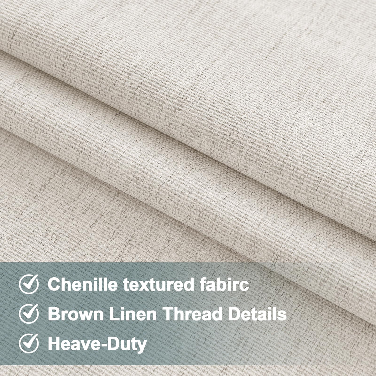 100% Blackout Curtains Ivory Curtains for Bedroom Cream Beige Chenille Curtains Thermal Insulated 84 Inches Long Nursery Drapes with White Flocking Coating Back, 52" W x 84" L, Ivory(Not Solid)