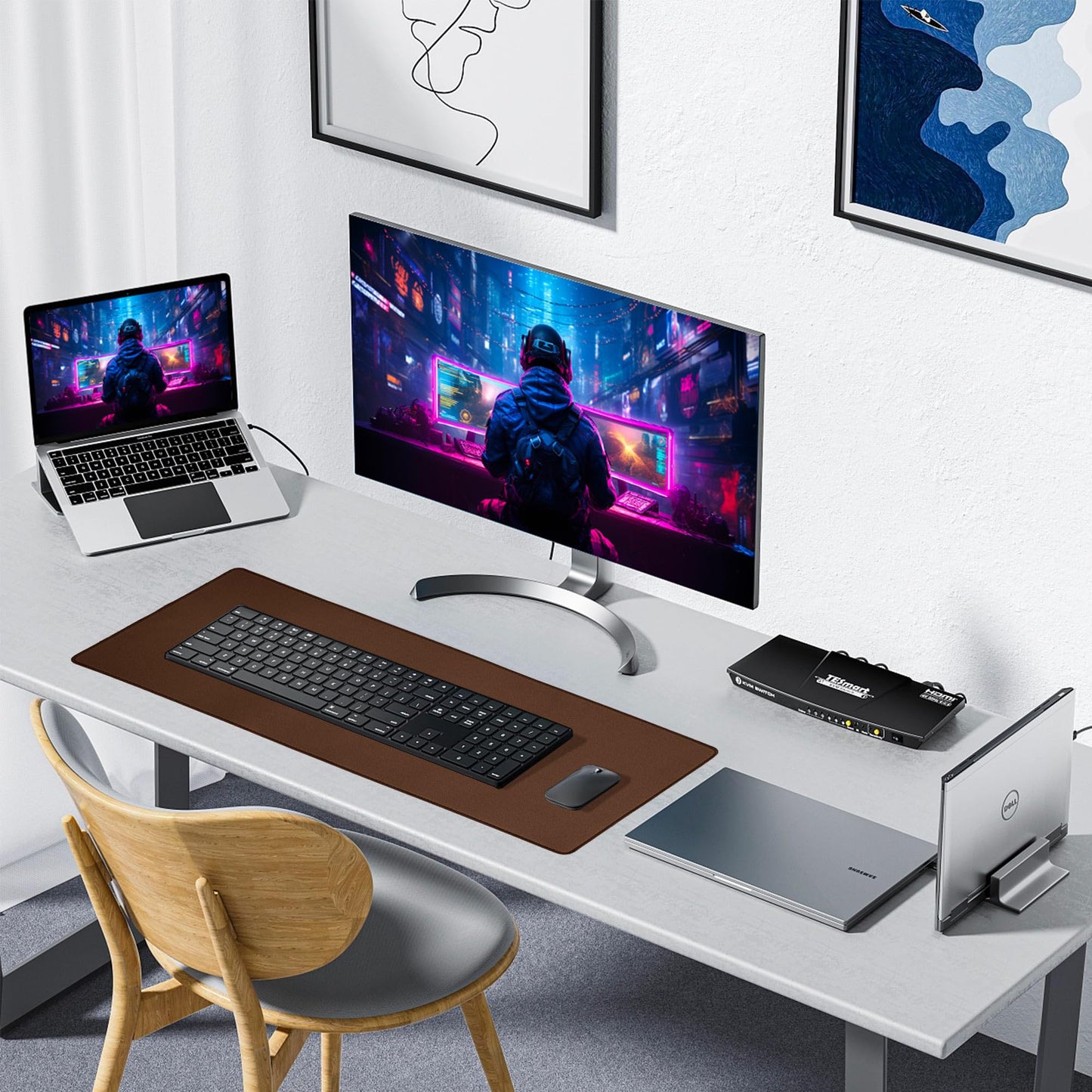 ALOANES Waterproof Large Gaming Mouse Pad with Durable Stitched Edges Non-Slip Rubber Base, Mouse Mat Desk Pad for Home Office Gaming, 40cm x90cm x0.3cm, Brown