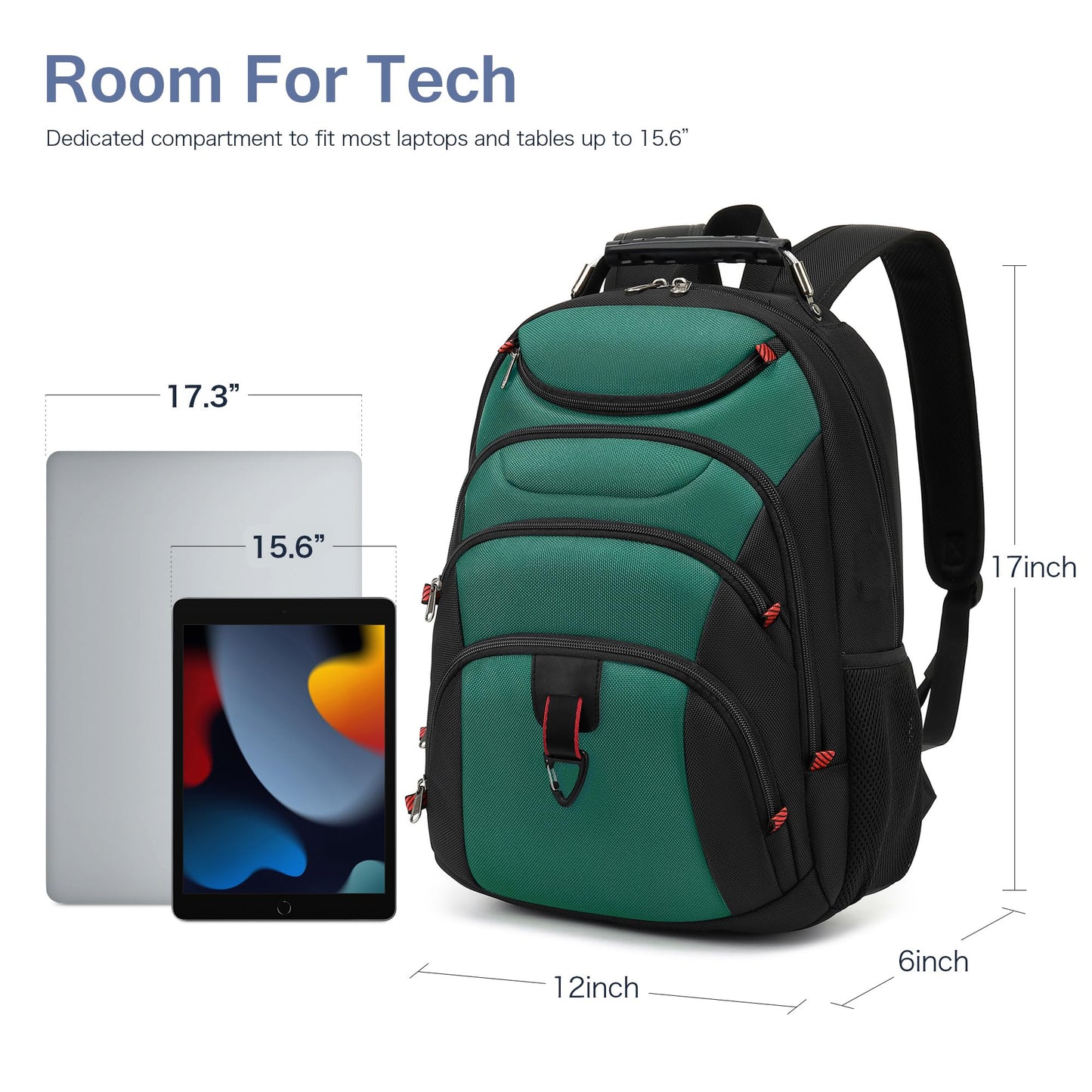 Boavan Laptop Backpack for men, 15.6 inch Laptop Bag with USB Port, Waterproof Travel Work Backpack Purse, Anti-Theft Teacher Nurse Doctor Casual Bookbags Office Business backpack，Deep Juniper Black