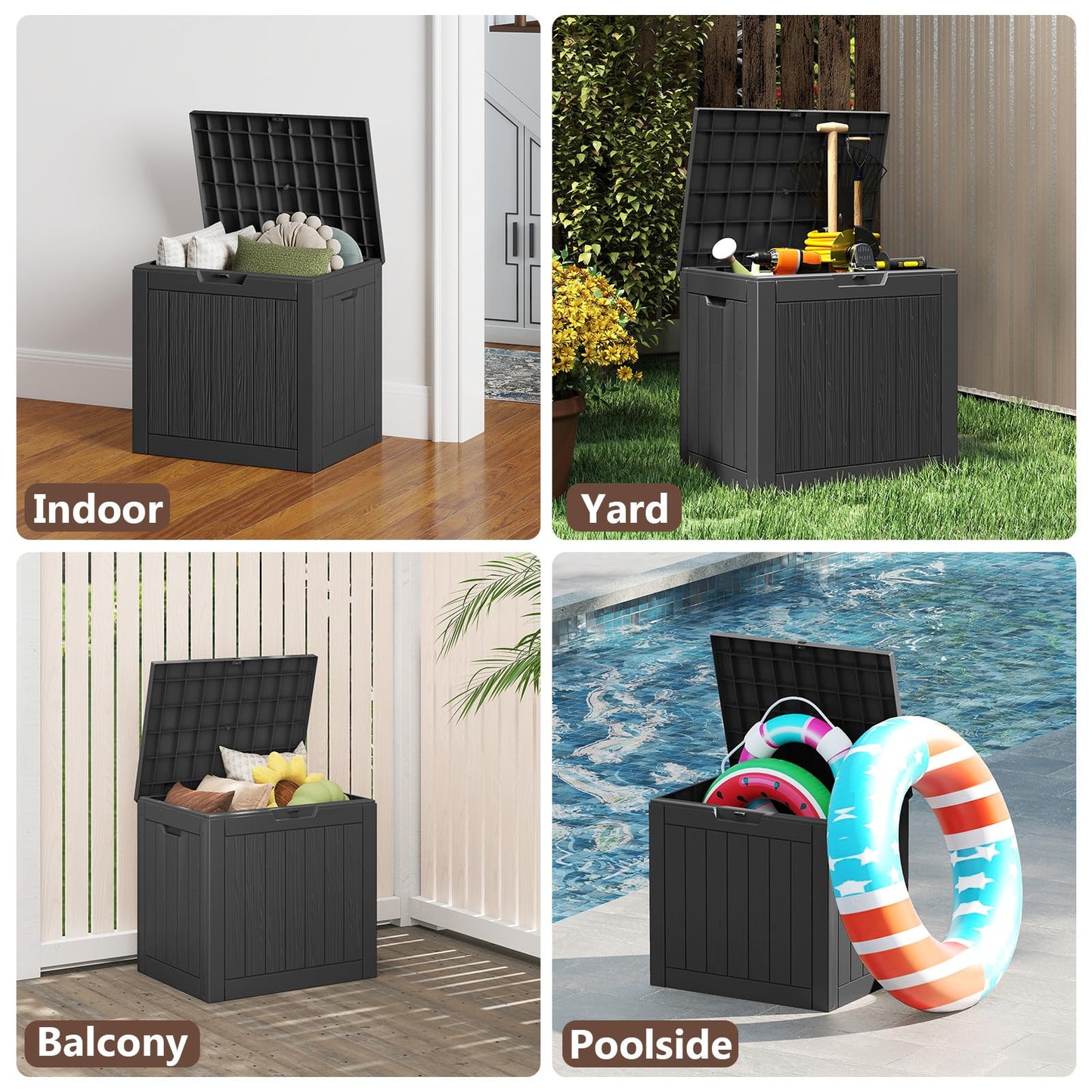 Ceecysaa Deck Box, 31 Gallon (117 L) Resin Outdoor Storage Box, Waterproof & Lockable Patio Storage for Cushions, Garden Tools & Pool Accessories, Weather-Resistan Durable Deck Box Outdoor, Black