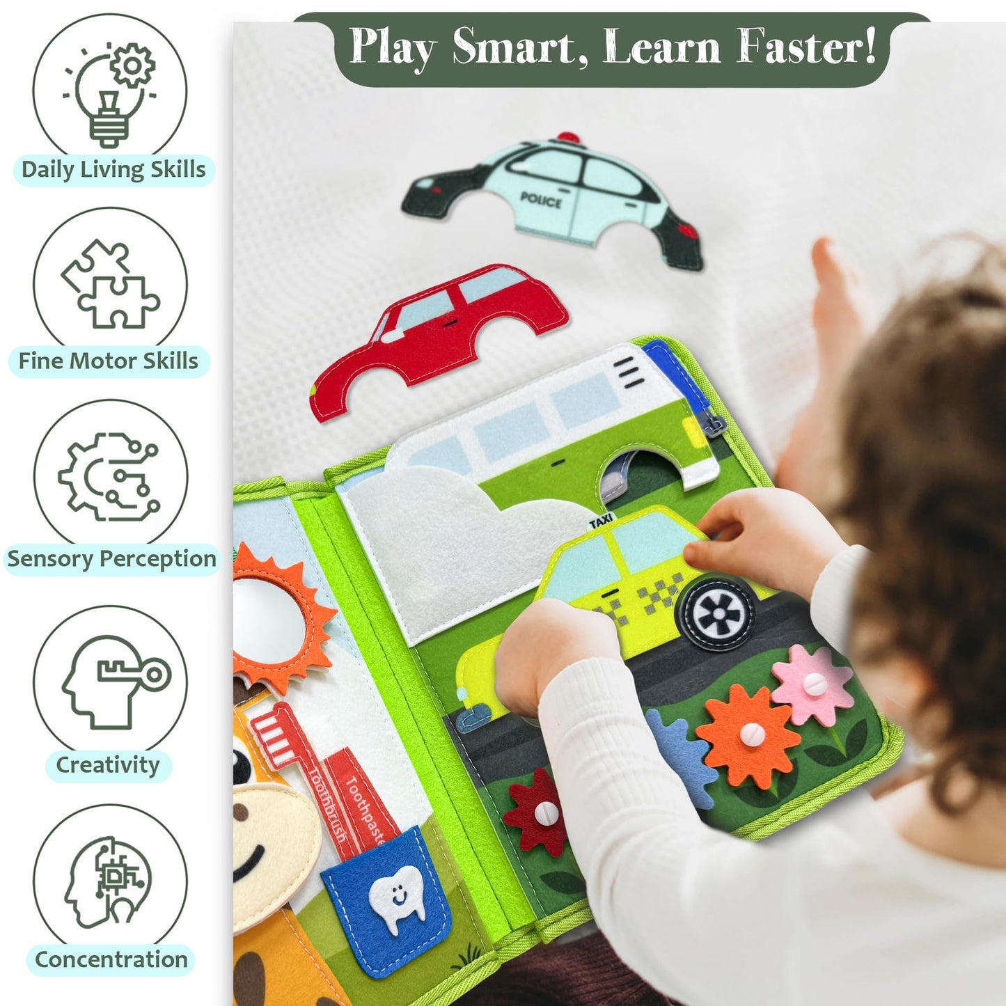 MutoToy® Busy Books for Toddlers 1-3, 22 in 1 Montessori Busy Board for 1 2 3 Years Old, Educational Toddler Toys with Life Skills, Matching, Toddlers Travel Toys Ideal Gifts for 1 2 3 Boys Girls