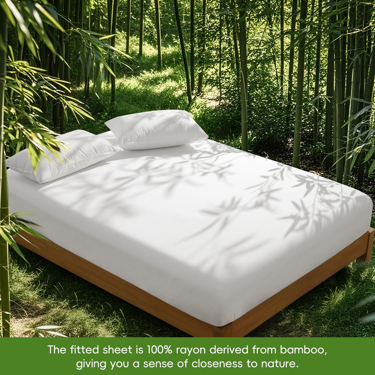 David's Home Cooling Fitted Sheet Queen Size, 100% Rayon Derived from Bamboo, 16" Deep Pocket 2.5cm Wider Elastic, Luxury Smooth Silky Soft Breathable Bottom Sheet for Hot Sleeper, White