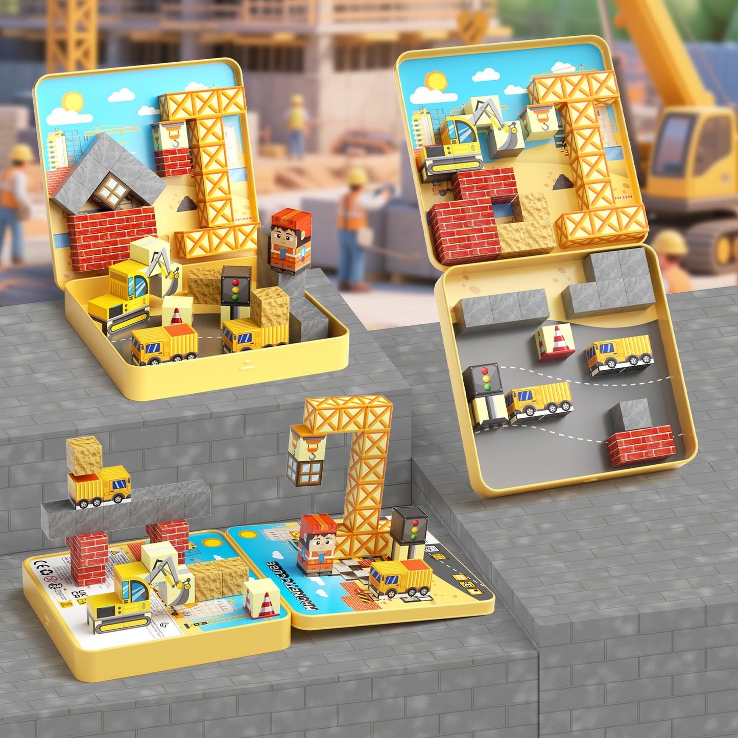 49PCS Mini Magnetic Building Blocks for Kids Ages 3-8 | STEM Educational Travel Toys with Portable Iron Storage Box | Construction Learning Gift for Toddlers, Boys & Girls