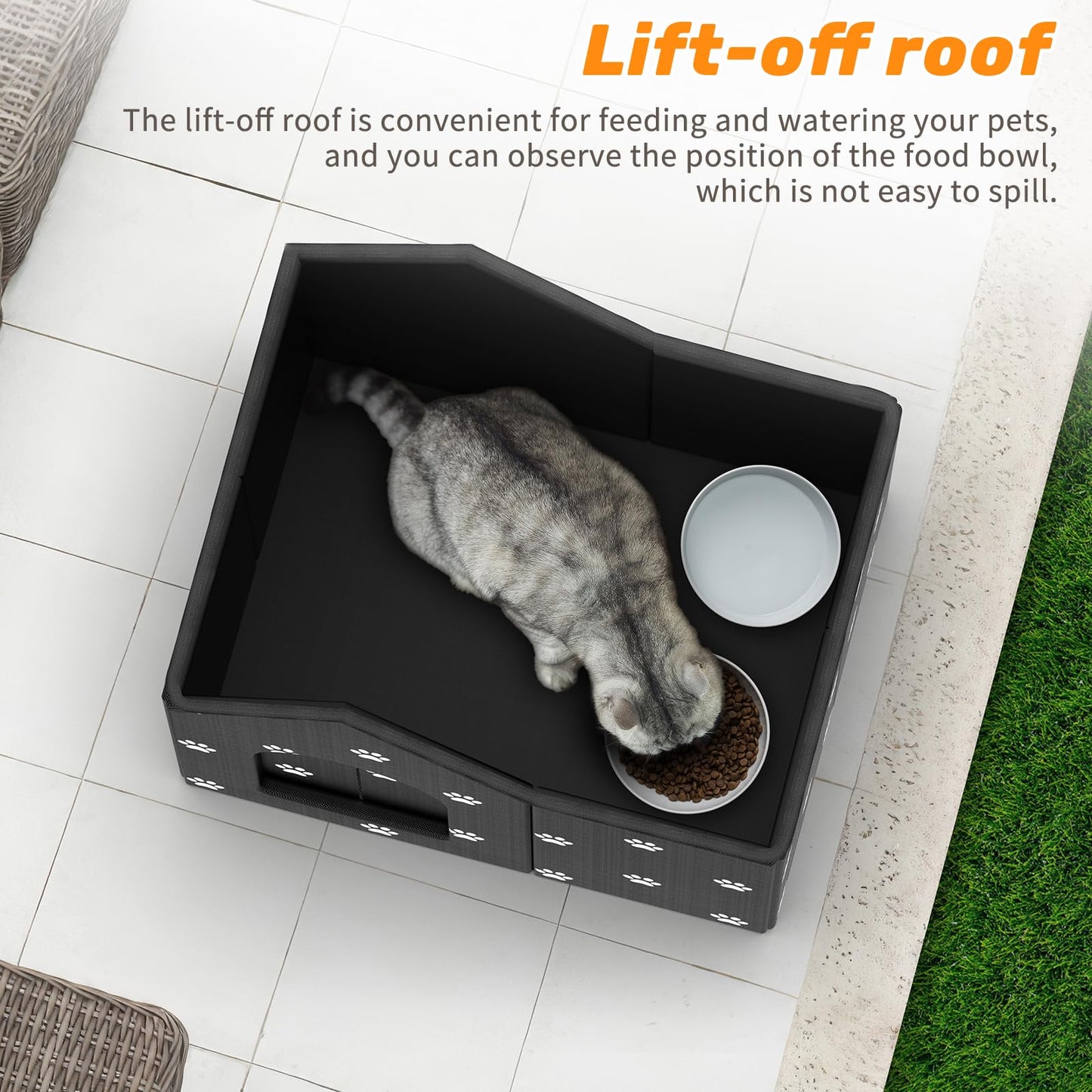 Outdoor Cat House Weatherproof, Large Feral Cat House for Winter, Collapsible Outdoor Cats Shelter in Winter with Door and Soft Mat, Easy to Assemble