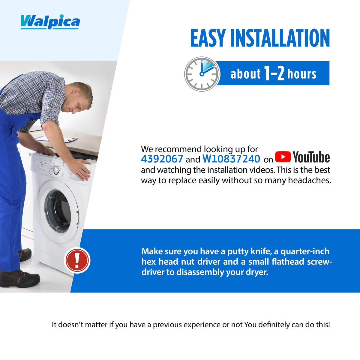 4392067 W10837240 Dryer Repair Kit Belt Idler Pulley 3387610 279640 661570V 80047 Drum Roller Bearing for Whirlpool Cabrio Duet Maytag Bravos XL Kenmore Elite Model 110 Series Dryer Replacement Parts