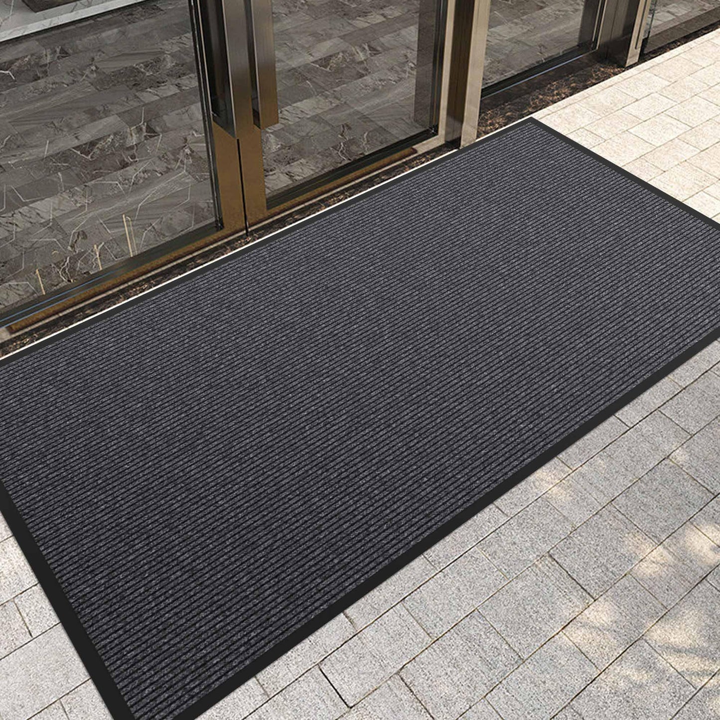 Front Door Mat, Heavy Duty Indoor Outdoor Doormat, 24" x 48" Non-Slip Front Welcome Mats for Entryway, Rubber Backing Low Profile Mats, Commercial Door Mat