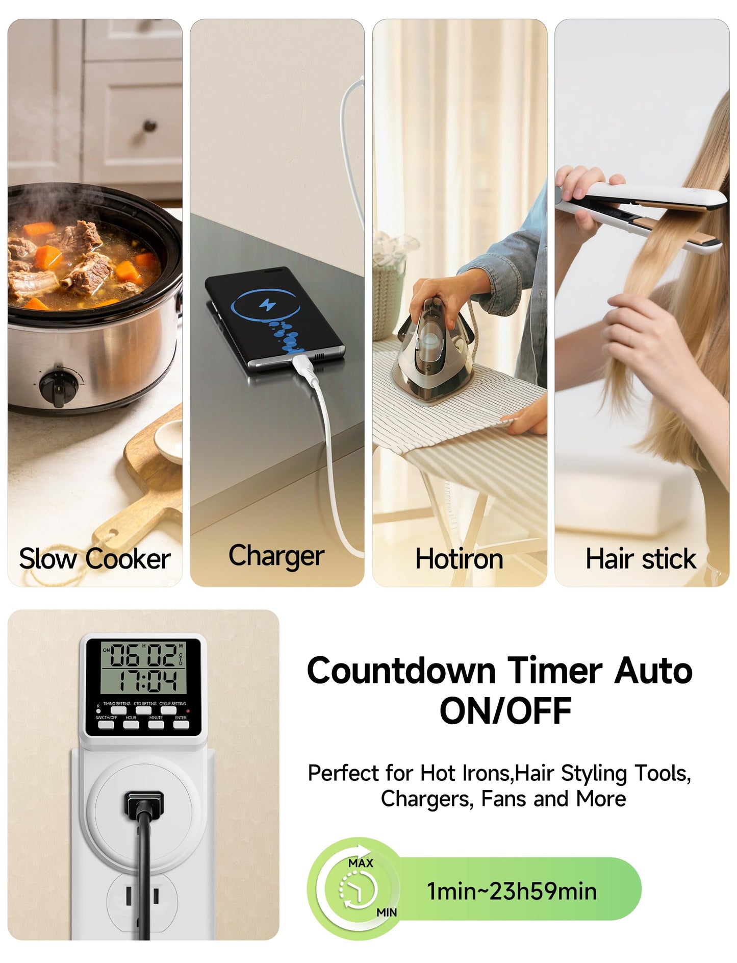 Techbee Indoor Digital Infinite Repeat Cycle Intermittent Outlet Timer Plug 24 Hour Programmable Timed Electrical Power Switch with Countdown Delay on Off Function for Lights and Appliances (2 Pack)
