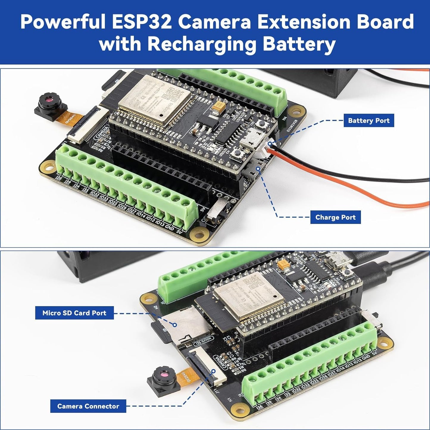 SunFounder ESP32 Ultimate Starter Kit (Compatiple with Arduino) Pinout Board with ESP32CAM, WiFi, Python C Scratch, Video Courses, IoT for Beginners Engineers, ESP32-WROOM-32E Board & Battery Included