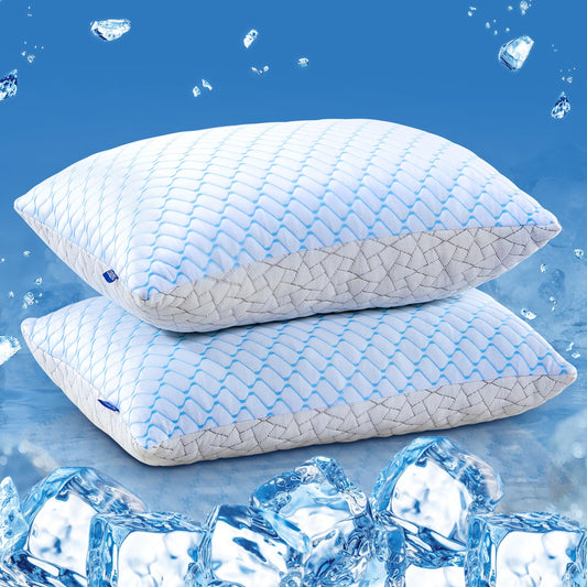 puredown King Size Pillows Set of 2, Shredded Memory Foam Pillows, Cooling Pillow King 2 Pack, Foam Pillow for Sleeping, Adjustable Firm Bed Pillow for Side, Back and Stomach Sleepers