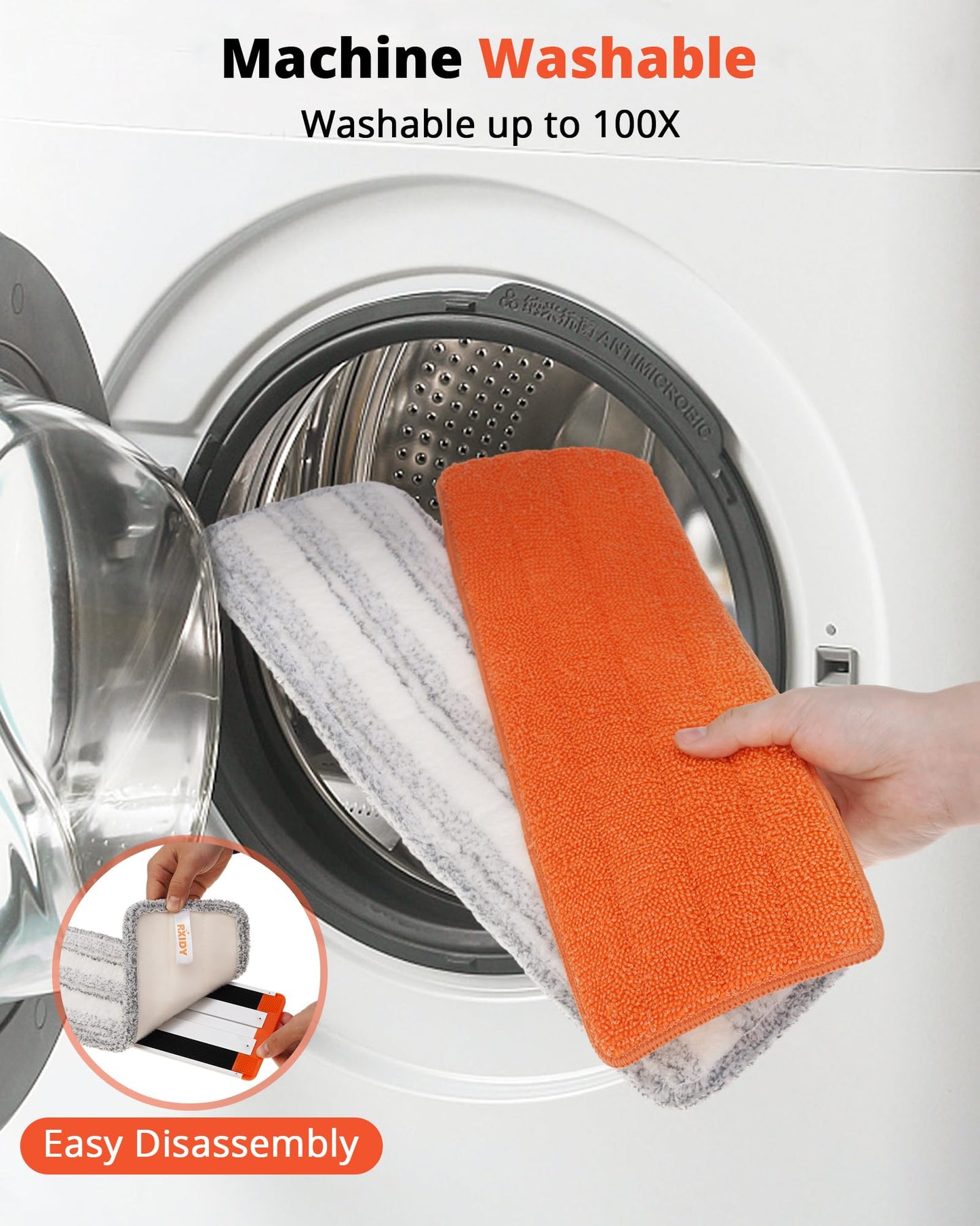 RXIDY Microfiber Mop 18" Large Flat Mop with 4 Reusable Washable Pads Professional Floor Mops with Aluminum Handle Wet and Dust Mops for Laminate Vinyl Tile Hardwood Floor Cleaning