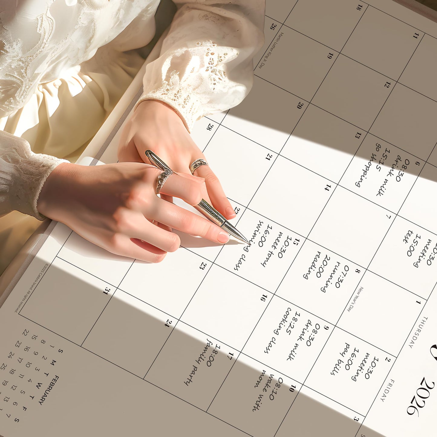 Simplified Desk Calendar 2026-2027 with Desktop Mat, Cabbrix Large Desk Pad Calendar 21 x 16.5 Inch Runs From July 2026 to December 2027, Desk Blotter Calendar for Home School and Office (Apricot)