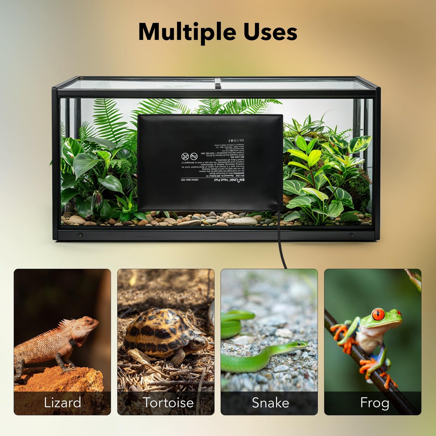 BN-LINK Durable Reptile Heating Pad 8" X 12" with Digital Thermostat Under Tank Heater Terrarium Warmer Combo Set for Turtles, Lizards, Frogs, and Other Reptiles