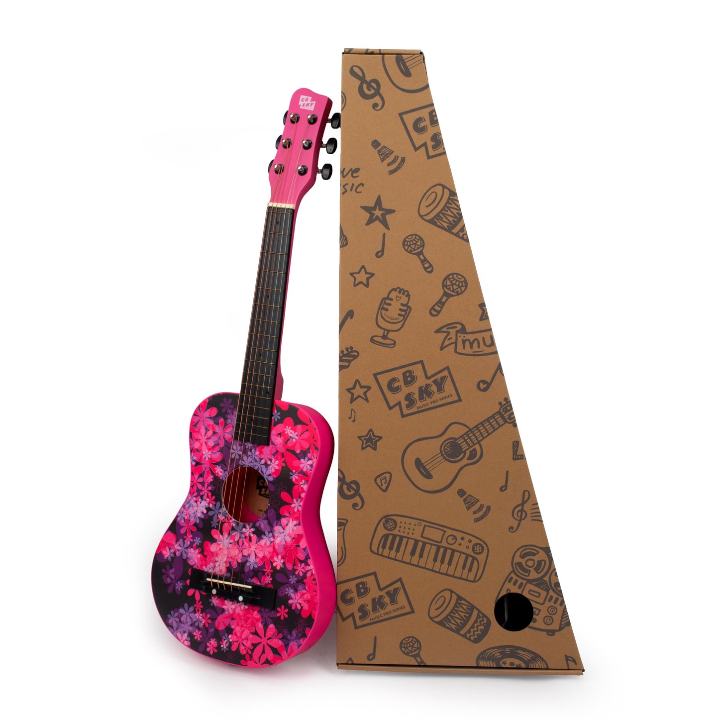 CB SKY 30 INCH ACOUSTIC GUITAR PINK FLOWER Junior/Student Acoustic Guitar/Beginner/Kids musical toys, musical instrument